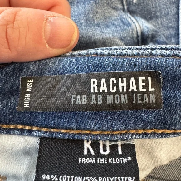 Kut from the Kloth Rachael Fab Ab Mom Jeans High Rise Distressed Raw Hem Sz 4 - Picture 5 of 13